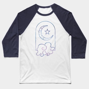 Starry Glitter Midnight Moon Baseball T-Shirt